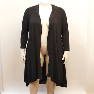 Torrid Plus Size 2X Black Long Sleeve High-Low Duster Hooded w/ Open Front NWOT